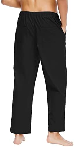 מכנסי מטען Ozmmyan לגברים מזדמנים מזדמנים מותניים מותניים כיס כותנה לוח כותנה מכנסיים מכנסיים