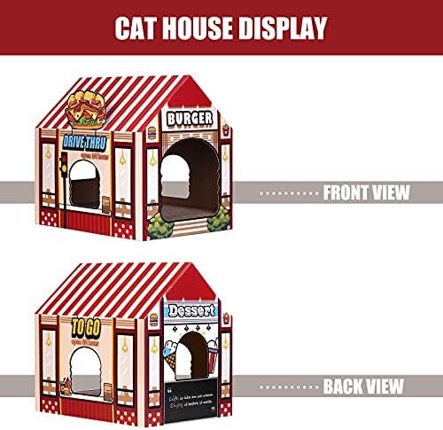 בית חתול קרטון עם גרדן / חתול, חתול בית לשחק לחתולים מקורה צרור