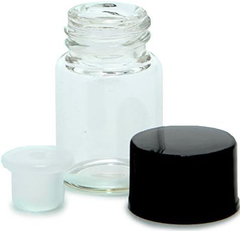 Vivaplex, 24, ברור, בקבוקי זכוכית 1 מל, עם מפחיתים פתח וכובעים שחורים