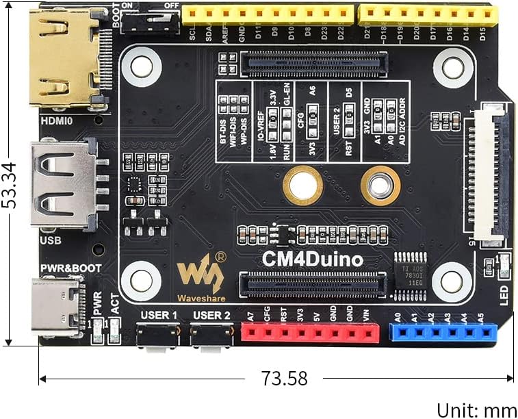 לוח בסיס CM4-DUINO למודול מחשוב 4, תואם ל- ARDUI, עם ממשקים עשירים, HDMI, MIPI CSI-2, USB 2.0 סוג A, כותרת