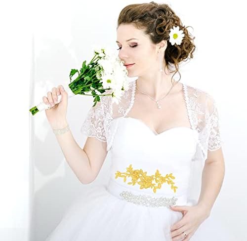 8 חתיכות טלאי רקמת פרחי זהב טלאי אפליקציות רקמות זהב טלאים לבגדי שמלת נשף לחתונה בגדי DIY בגדים ג'ין