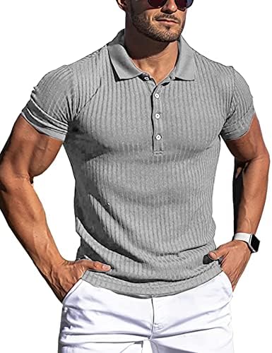 חולצת פולו לגברים של אנגגרק חולצות טירט חולצות נמתחות אימון שרוול קצר טי חולצת פולו מזדמנת של חולצת