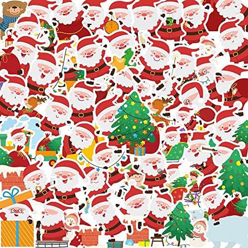 מדבקות לחג המולד 50 יחידות סנטה קלאוס מדבקות איש שלג מארזות ויניל מדבקות אטומות למים למחשב נייד סקייטבורד