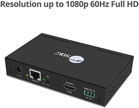 SIIG 1080P HDMI Extender Balun Over IP Ethernet, 394ft, יחידת מקלטים בלבד, רבים לרבים, מטריצה ​​הניתנת להגדרה
