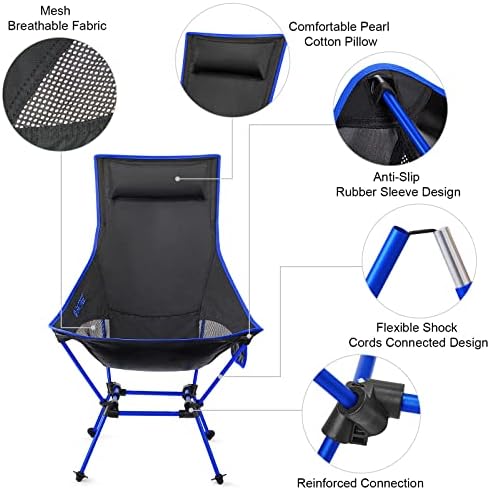 4 משלוח 2 יחידות קל משקל נייד גבוהה בחזרה מחנה כיסא, מתקפל כיסא דשא כיסא כבד החובה 330 קילו עם משענת ראש