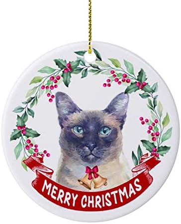 חג המולד מזכרת קישוטי חג המולד זר וחיות מחמד חתול קרמיקה קישוט אידיאלי מתנת קישוטי עץ חג המולד תליית קישוטי