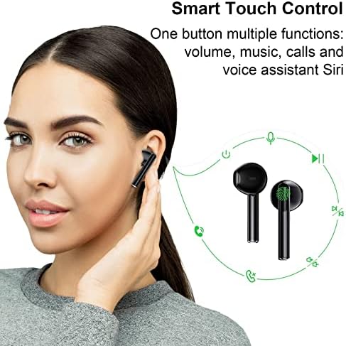 פונה אוזניות אלחוטיות אמיתיות, Bluetooth 5.3 אוזניות מבטלות רעש עם מיקרופון, אוזניות סטריאו סטריאו אטומות למים