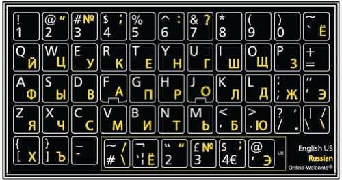 תווית מקלדת רוסית-אנגלית שחורה Backgrooubd לא שקופה למחשבים ניידים מחשב שולחן עבודה
