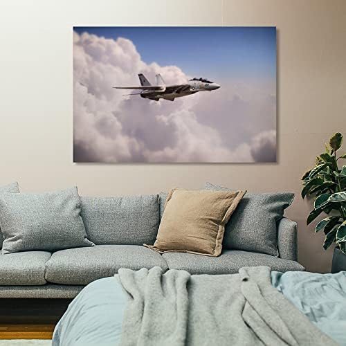 הייס מטוס צבאי מטוס מטוס מטוס F-14 לוחם VF-14 HD הדפס על קיר קיר בציור קיר לסלון מענה לילד מתנה