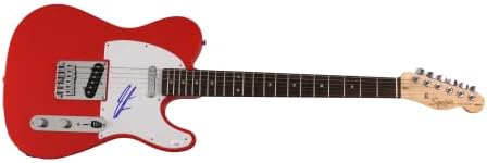 ג 'ארד פלוויל חתם על חתימה גיטרה חשמלית פנדר טלקסטר אדומה עם אימות ג' יימס ספנס-נוער וגבריות צעירה,