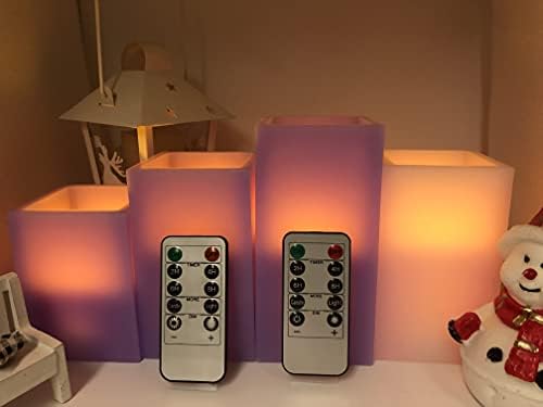 כיכר ליטלונה סגולה נרות LED חסרי פליטה שנקבעו 4 עם שלט של 10 מפתח עם טיימר - 3 יחידות סגולות וורודים