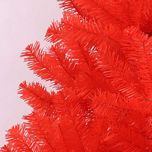Dulplay 16.4ft אדום PVC עץ חג המולד מלאכותי, עם עמדת מתכת לא מתקפלת מעשה רוז רוז אדום עץ אורן חג המולד,