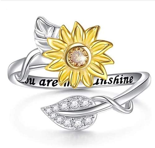 אתה השמש שלי חמניות שרשרת מתכוונן טבעת תכשיטי סט הטוב ביותר מתנות לחברים נקבות ובנות