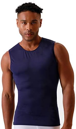 Insta Slim Mens Decression Decression ללא שרוולים חולצת שריר צוואר- גוף גוף הרזיה
