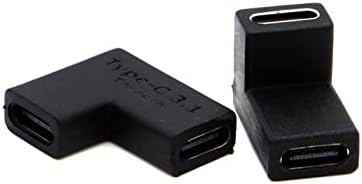 USB C ל- USB C מתאם נקבה לנקבה 2 חבילה, סוג Disscool מסוג C לסוג C 90 מעלות ממיר כוח מטען זוויתי תואם לסמסונג