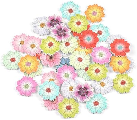 KLHDGFD 25 יחידות פרחים צבעוניים כפתורי עץ חינניות חינניות כפתורי עץ תפירה בגדים בעבודת יד DIY DECE