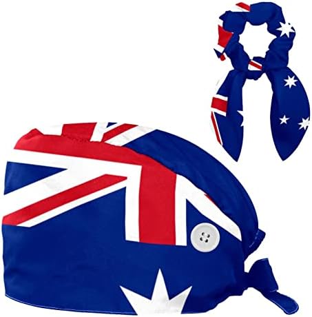 כובע עבודה של אוסטרליה דגל עם כפתורים כובע בופנט מתכוונן כובע קרצוף יוניסקס עם שיער קשת
