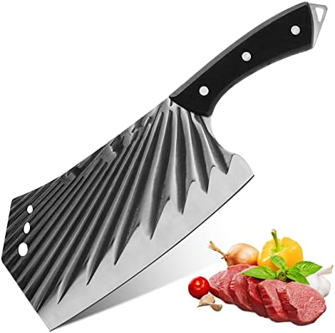 סכין קליבר, קליבר בשר עם צורת להב קרן מזויף ייחודי, סכין שף סיני מלא עם להב פלדת פחמן גבוה וידית