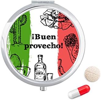 מקסיקו סקיצה מטבח דגל עגול קקטוס גלולת מקרה כיס רפואת אחסון תיבת מיכל מתקן