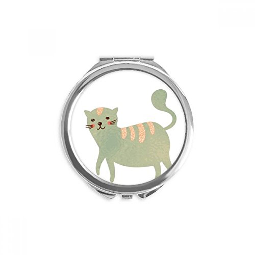 חמוד ציאן חתול בעלי החיים בצבעי מים יד קומפקטי מראה עגול נייד כיס זכוכית
