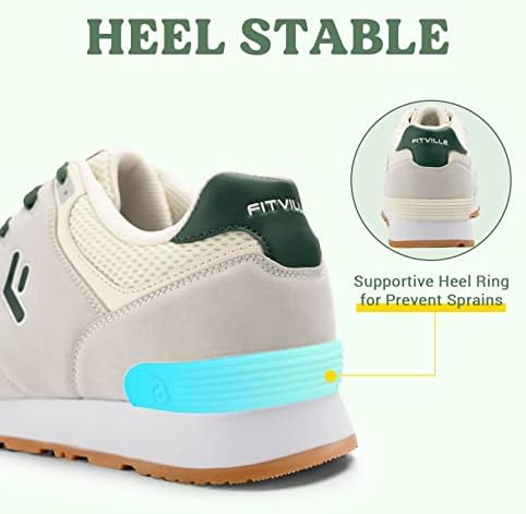 נעלי נעלי ספורט קלאסיות רחבות של Fitville, נעלי ריצה רחבות במיוחד, מאמני צלב נושמים קלים לרגליים שטוחות להקלה