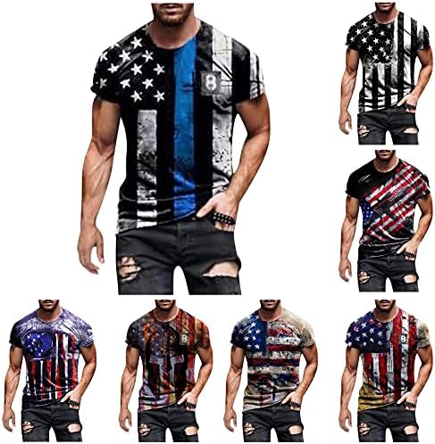 XXBR חולצות שרוול קצר לגברים, דגל אמריקאי של גברים הדפסים גרפיקה גרפית חולצות פטריוטיות