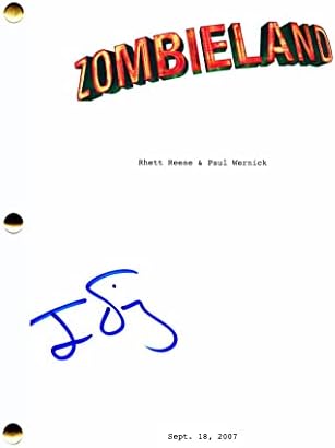 ג'סי אייזנברג חתם על חתימה על חתימה זומבילנד תסריט סרטים - משותף לכוכב: וודי הרלסון, אמה סטון, אביגיל