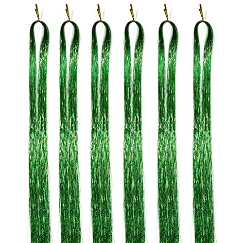 טוטוטו ירוק שיער טינסל 1500 גדילים פיות שיער 44 אינץ גליטר שיער טינסל גדילים ערכת חום עמיד נוצץ מבריק