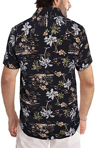 חולצת הוואי מזדמנת של רנאובין כפתור שרוול קצר פרחוני במורד חולצות חוף לגברים