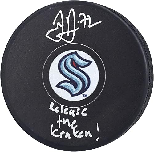 JOONAS DONSKOI SIETTLE KRAKAN חתימה את הוקי הוקי עם כתובת שחרר את קראקן - Pucks NHL עם חתימה