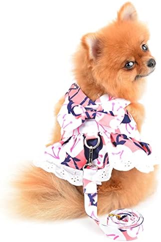 כלב שמלה ורצועה סט תלבושות פרחוני קשת חתולים שמלה קיצית עבור חיות מחמד קטנות בנות רך גור בגדים,