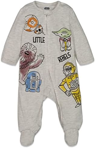 מלחמת הכוכבים תינוקות בנים 2 חבילה שינה n 'Play Footies Chewbacca Yoda R2-D2 3-6 חודשים