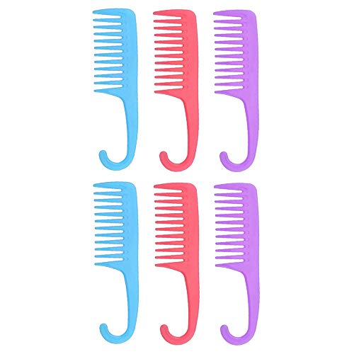 6 מסרקי מקלחת אריזה w/וו שיער רטוב יבש שיער רחב שיניים שיניים שיניים שוטפות טיפול עמיד