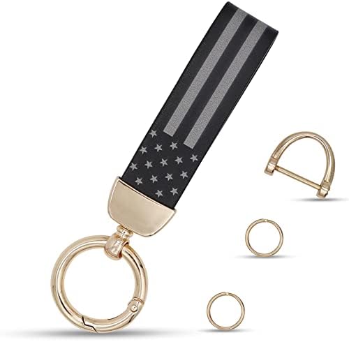Elegananccy American USA ארהב מחזיק מפתחות לרכב עם טבעת סגסוגת אבץ מתאימה לשברולט, פורד, ג'יפ, אביזרי