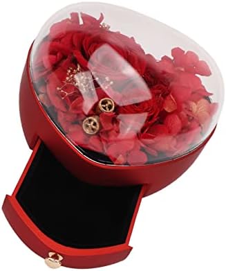 קופסת תכשיטים של פרחים אוקויוניים, מגירת אלגנטית מעודנת בצורת לב קופסת תכשיטים פלסטיק לעגילים לנשים