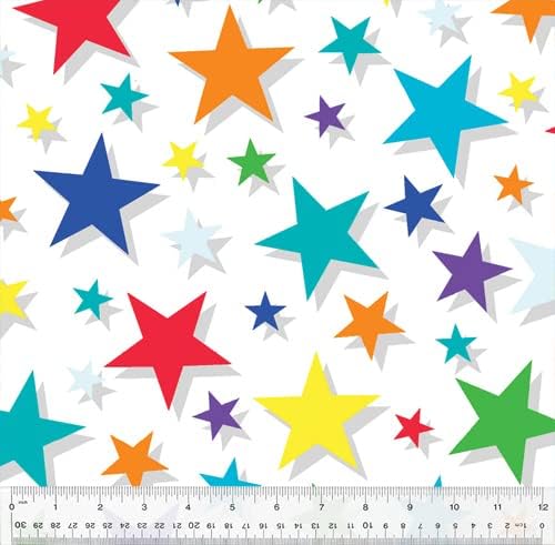 פיקו טקסטיל צבעוני כוכבים לבן צמר בד-15 מטרים בורג-סגנון 52329