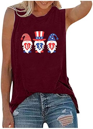 4 ביולי גופיות לנשים ללא שרוולים חולצות טי צוואר ארהב דגל כוכבים פסים פטריוטית אתלטי טוניקת חולצות