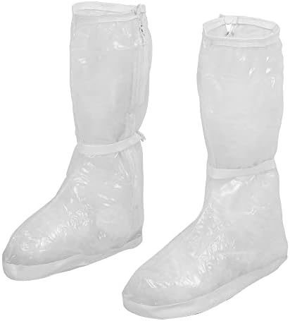 Crocoste 1 זוג כיסוי נעליים אטום למים, נעלי גשם לשימוש חוזר מכסה מגפי גשם ללא החלקה מכסה מגן, לבן, גודל S
