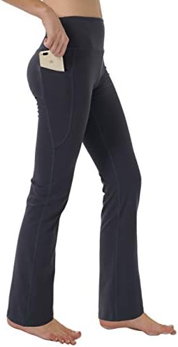 מכנסי יוגה של Bootleg לנשים של Keolorn עם כיסים נסתרים בקרת בטן פועלת על לימוג ארוך