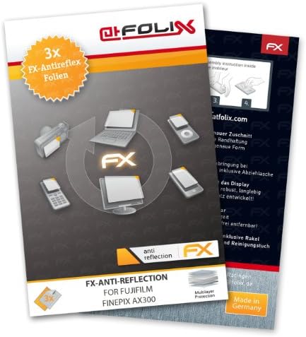 מגן מסך Atfolix התואם לסרט הגנת המסך של Fujifilm Finepix AX300, סרט מגן אנטי-רפלקטיבי וסופג זעזועים