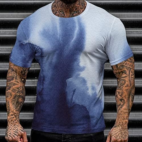 חולצות טריקו XXBR לגברים, עניבת שרוול קצר דפיס רחוב הדפס חידוש וינטג 'שיפוע צוואר צוואר רטרו
