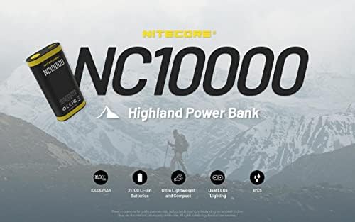 Nitecore NC10000 משקל קל 10,000mAh מטען כוח עם פנס מובנה - 50 לומן