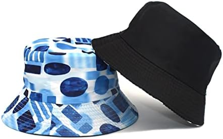 גברים נשים דלי אופנתיות כובע רחב שוליים דפסת בלוק צבע שמש שמש כובע שמש מתקפלת עמידה עמידה