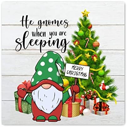 שלטי עץ לחג המולד הוא גמרים כשאתה ישן שלט קיר מעץ גנום עץ חג המולד נוצרי עיצוב קיר נוצרי עיצוב שמח ומואר רטרו