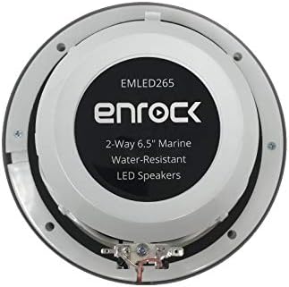 Enrockmarine בגודל 6.5 אינץ 'דו-כיווני, רמקול ימי 180 וואט הכולל אור LED כחול מהבהב עם מוזיקה