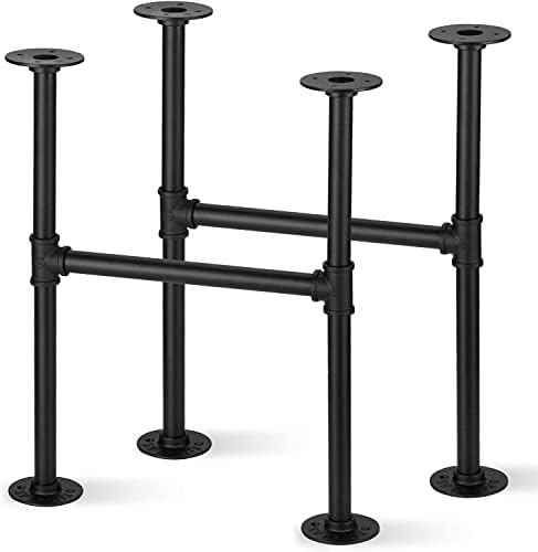 רגלי שולחן קפה ליספרון, רגלי שולחן מתכת תעשייתי, רגלי שולחן צינור שחור לריהוט שולחן קפה, 19.6 אינץ ', 2 חבילה