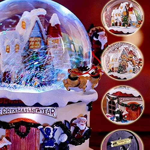 Guangming - חג המולד סנטה קלאוס גלובוס שלג ותיבת מוסיקה, LED מואר חג המולד מואר פנס שלג פתיתי שלג מעופפים