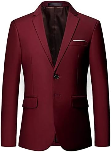 Maiyifu-GJ Mens Solid Slim Fit Blazer ז'קט שני כפתורים דש חליפה עסקית חליפה עסקית קלאסית מעיל ספורט יומיומי