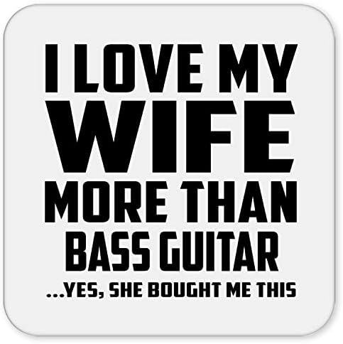 Designsify אני אוהב את אשתי יותר מגיטרה בס, שתיית רכבת מחצלת לנגב נקייה ללא החלקה ללא החלקה, מתנות ליום