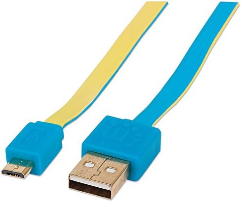 Manhattan Intellinet Flat USB 2.0 Standard-A זכר למיקרו-B כבל מיקרו USB זכר, 3 '